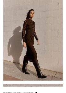 Zara celeb style Chic Brown Draped lace Midi Dress