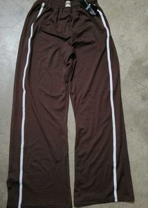 Brown Wide Leg Track Pants