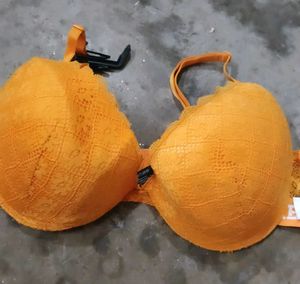 Stylish Yellow Lace Bra
