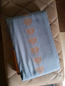 Unused Elegant Blue &amp; Orange Silk Saree