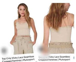Lace Trimmed Cropped Tank Top