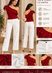 COMBO OFFER :Ruffle One-Shoulder Top & Trouser