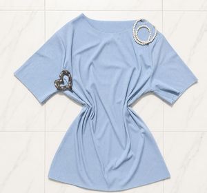 Pastel Blue Ribbed T-Shirt