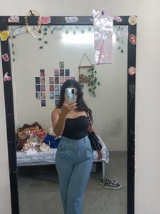 Stylish Light Blue High-Waisted Pants