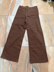 H&amp;M High-Waisted Straight-leg Brown Jeans