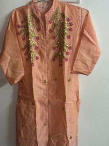 Embroidered Silk Kurta
