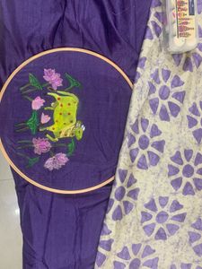 Hand painted blouse & Kashmiri silk saree
