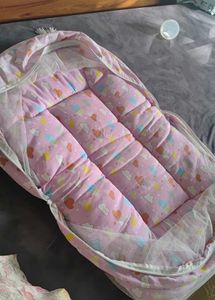 Cute Pink Baby Nest with Mosquito Net