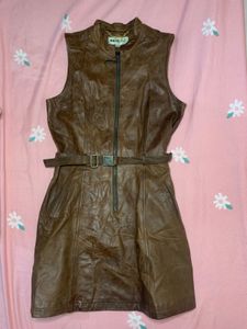 Brown Leather Dress with Belt