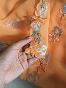 Orange Embroidered Saree