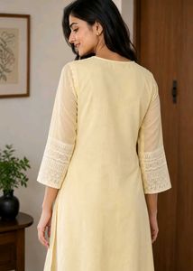 Elegant butter yellow Chikankari Kurta with pants