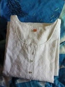 Chikankari White cotton Kurti