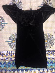 Black Velvet Off-Shoulder Dress
