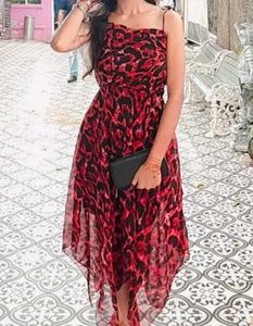Chic Red Leopard Print Dress