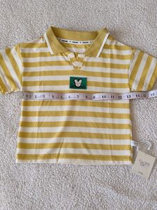 Cute Striped Polo Shirt with Bunny Design