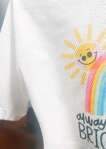 Retro Rainbow Graphic Mesh Top