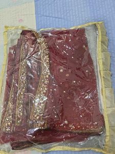 Bridal Embroidered Maroon Net Dupatta