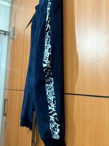 velvet full track suit upper with lower blue colo
