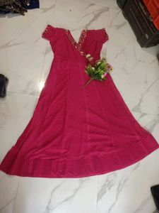 Elegant Pink one piece Embellished Neckline