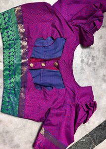 Vibrant Pink &amp; Purple Brocade Saree