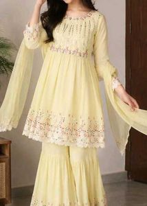 Beautiful Yellow Embroidered Kurta Set