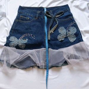 Denim Skirt with Butterfly Applique✨️🎀