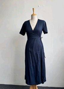 Elegant Navy Wrap Dress