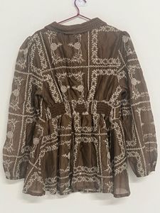 Boho Print Button-Up Tunic Top