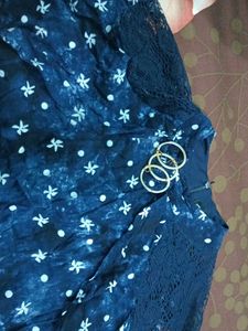 Blue floral print tiered dress