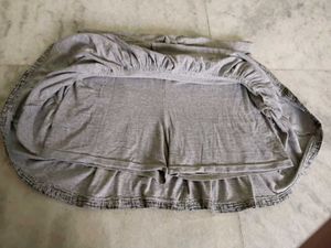 Grey Abstract Print Tiered Mini Skirt
