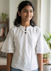 Stylish White Ruffled Sleeve Blouse