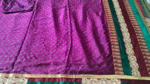 beautiful purple bandhani sari with blouse