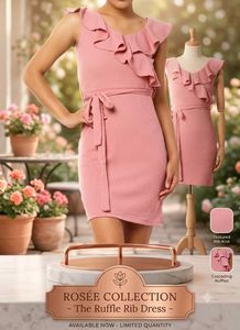 Chic Pink Ruffle Wrap Dress