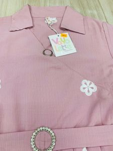 Charming Pink Peacock Print Midi Dress