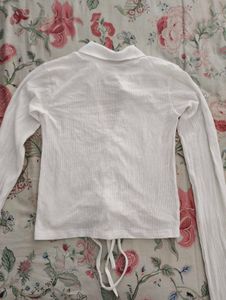 White Drawstring Long Sleeve Top 🤍