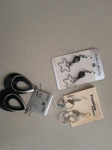 Assorted Fashion Earrings Set & Half Heart Ring