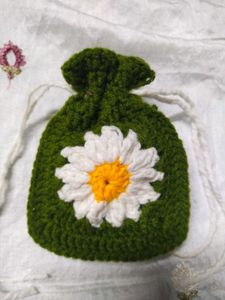 Green Crochet Pouch
