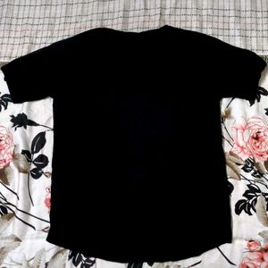 Black Baby T-Shirt with Orange Heartbeat Desig