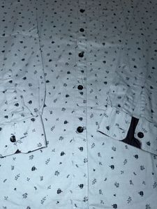 Men's Light Blue cotton Floral Print Shirt