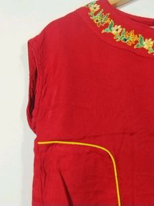 Red Embroidered Top (Women)
