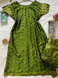 Banarasi GreenKurta with Pants and Dupatta