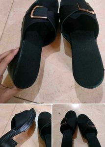 Chic Black Block Heel Slides