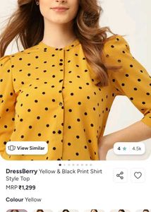Yellow &amp; Black Print Shirt Style Top