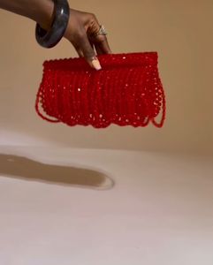 Red crystal Clutch Handmade
