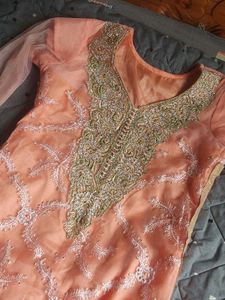 Elegant Peach Embroidered Kurta Set