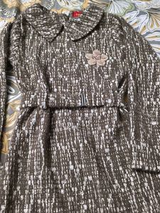 Chic Girls' Tweed Dress with Flower Accent