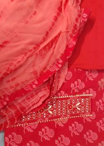Pure Cotton Handwork Suit With Tie And Die Dupatta