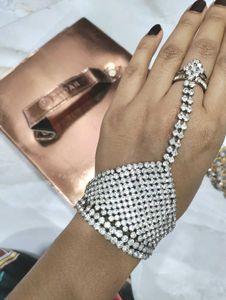 Exquisite Rhinestone Hand Bracelet & Ring Set