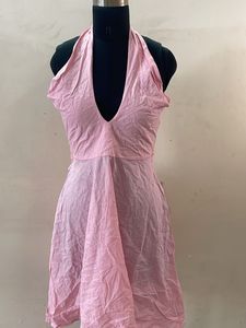 Pink Halter Neck Mini Dress