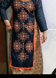 Embroidered long A-shape  Kurta